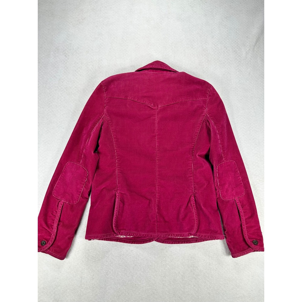 Gap Magenta Pink Corduroy Blazer Jacket Floral Lining Elbow Patches Womens 10 - Picture 4 of 8
